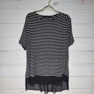 Ellen Tracy Top Stripe Sheer Hem Plus Size.